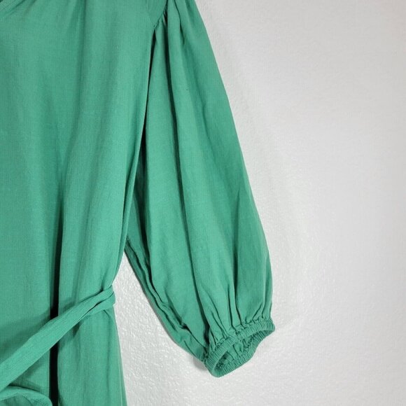 Knox Rose Women Medium Pullover Dress Tie Waist Ruffle Bottom Green Spring - Picture 4 of 10